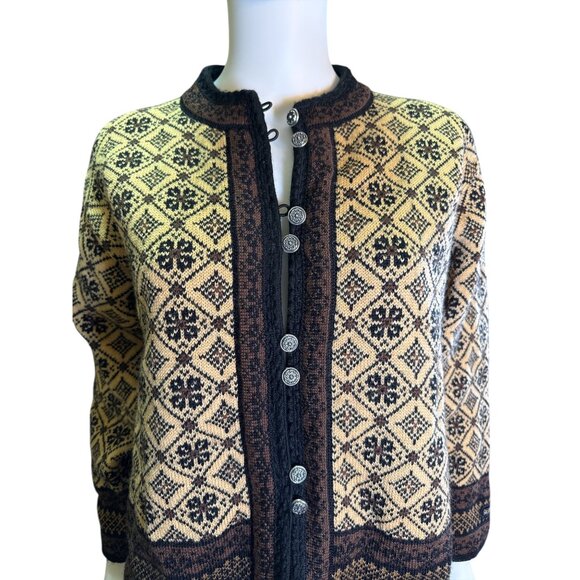 Skjaeveland of Norway Vintage Fair Isle Cardigan Sweater Pure Wool Nordic EUC - Picture 3 of 6